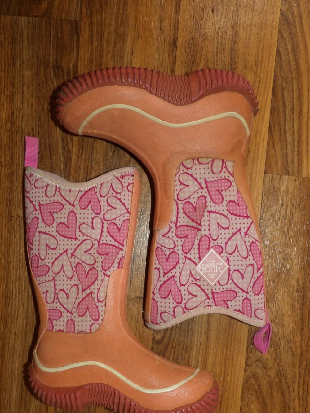 Muck Boot Company Hale Waterproof Boots Pink Hearts Print Size 13 - Picture 5 of 8